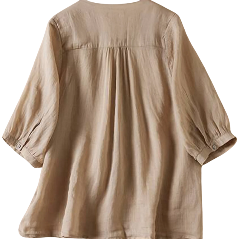Solene™ - Vintage-Knopf-Leinenbluse