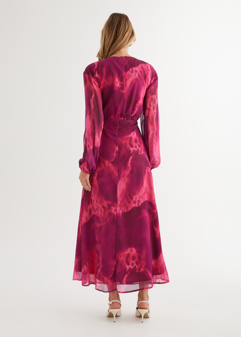Aveline™ – Maxikleid mit Pink Splash Muster