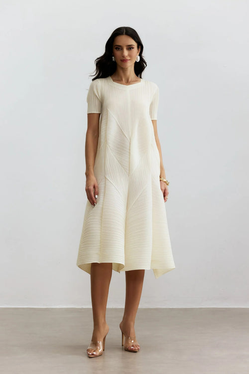 Kirstyn™ - Kurzen Ärmeln Strukturiertes Midikleid