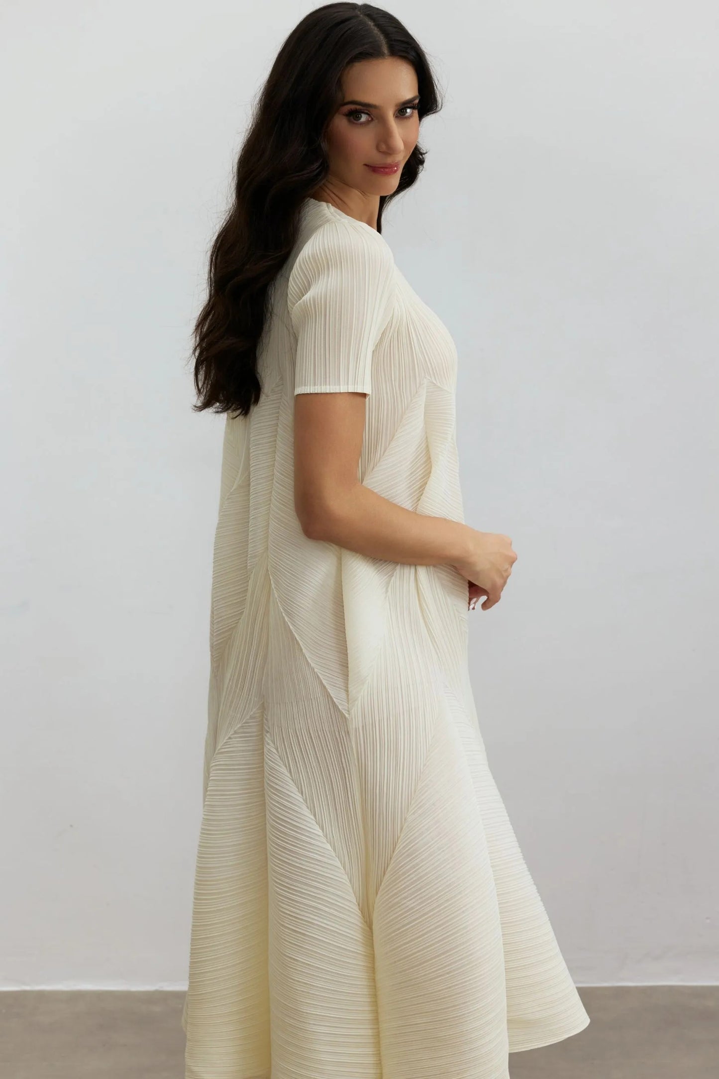 Kirstyn™ - Kurzen Ärmeln Strukturiertes Midikleid