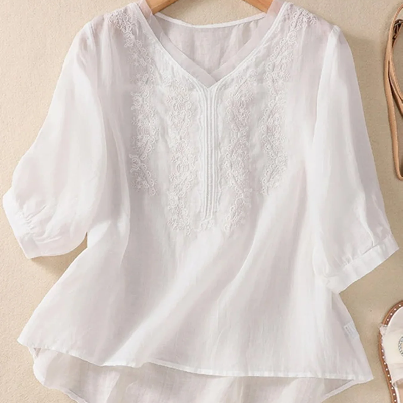 Clarisse™ - Bluse aus besticktem Leinen