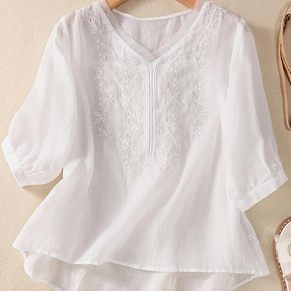 Clarisse™ - Bluse aus besticktem Leinen