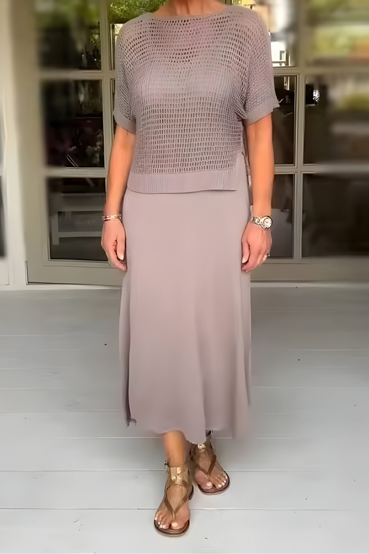 Alvilda™ – Elegantes Lagen-Strickkleid