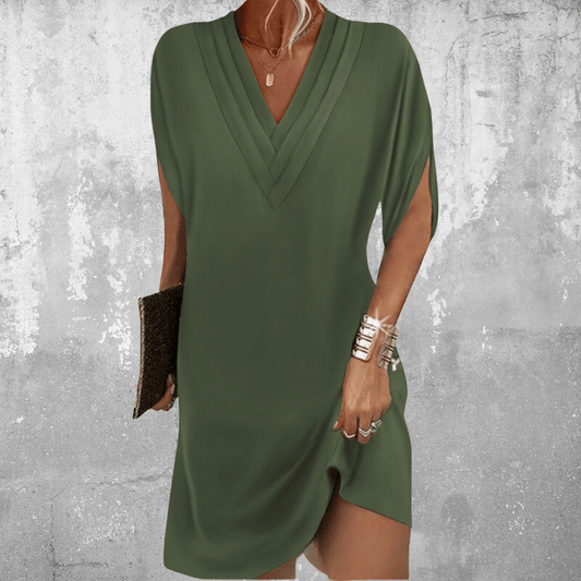 Leona™ - Minimalistisches Kleid mit V-Ausschnitt