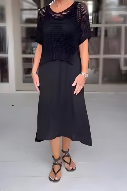 Alvilda™ – Elegantes Lagen-Strickkleid
