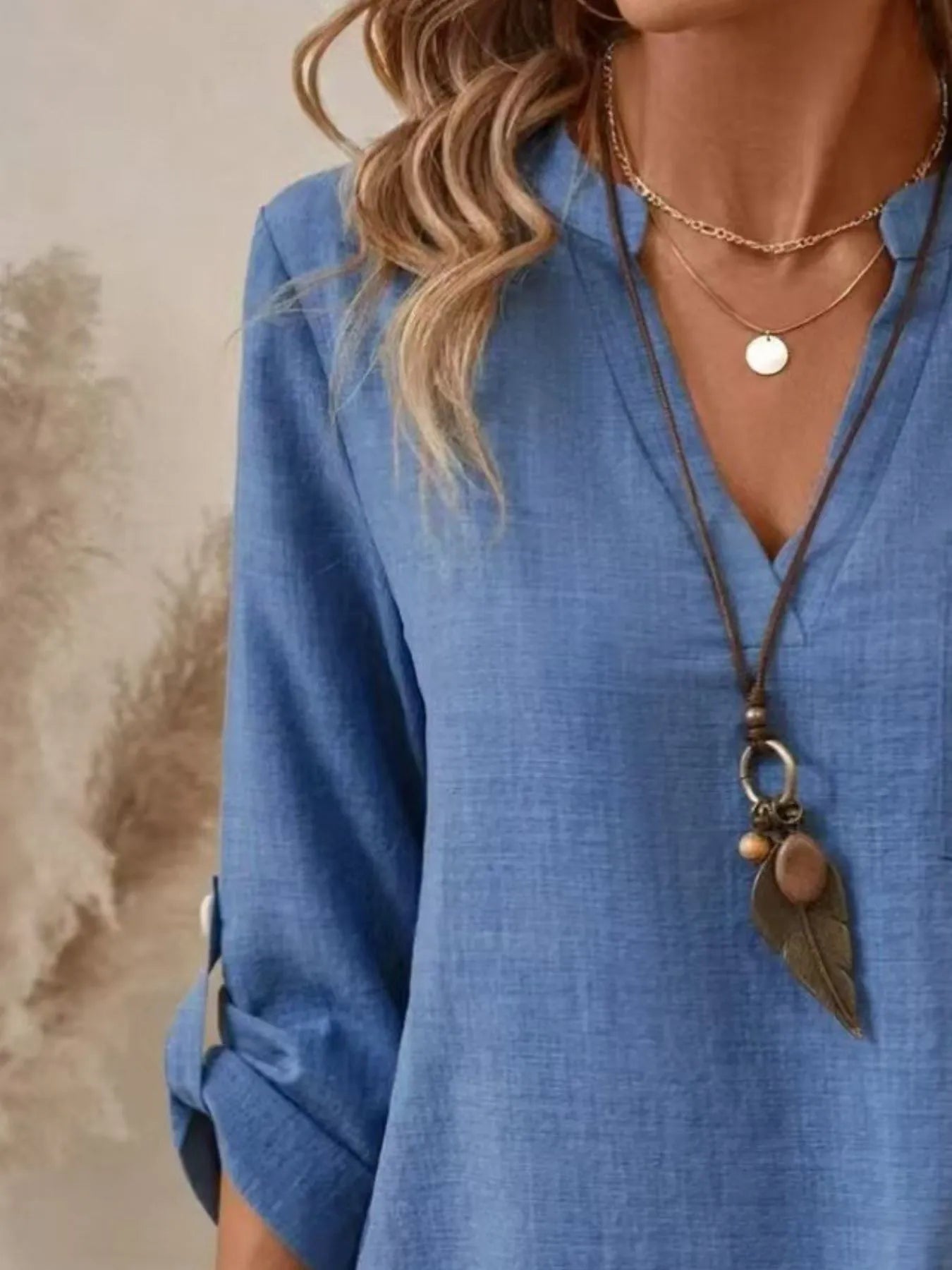 Mikka™ – Lässige V-Ausschnitt bluse mit Taschen