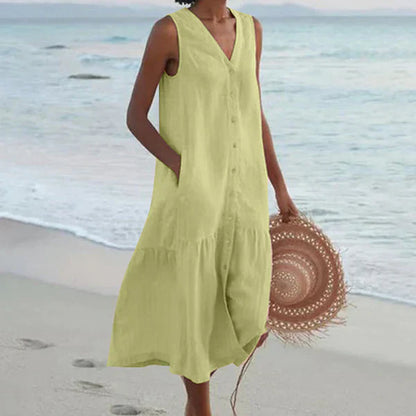 Rocio™ – Ärmelloses Hemdkleid mit V-Ausschnitt