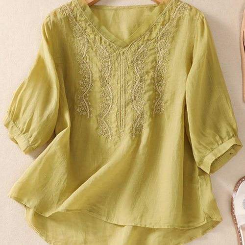 Clarisse™ - Bluse aus besticktem Leinen