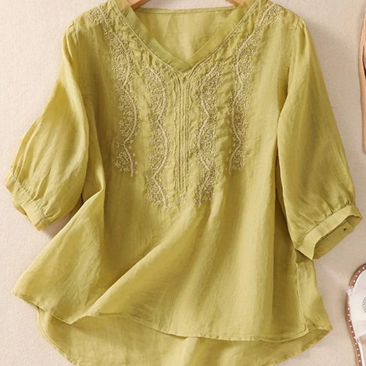 Clarisse™ - Bluse aus besticktem Leinen