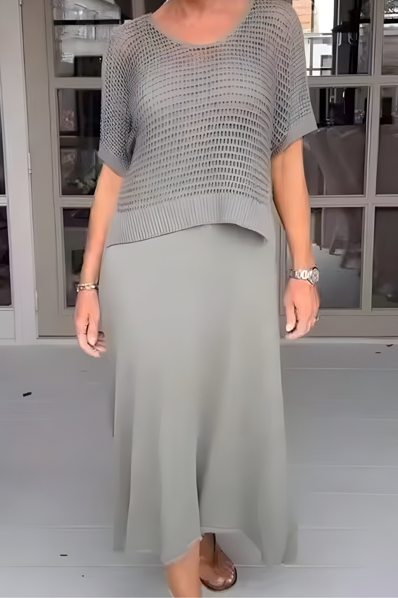 Alvilda™ – Elegantes Lagen-Strickkleid