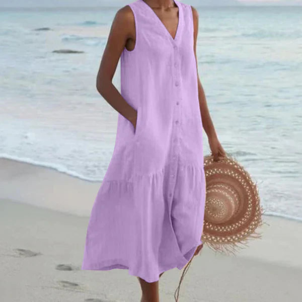 Rocio™ – Ärmelloses Hemdkleid mit V-Ausschnitt
