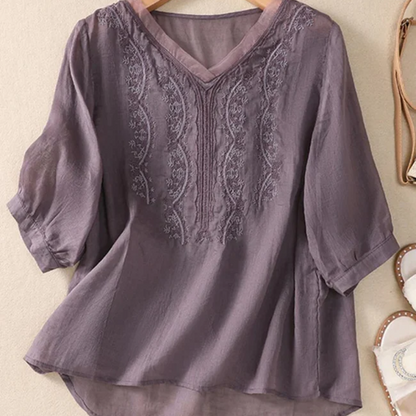 Clarisse™ - Bluse aus besticktem Leinen