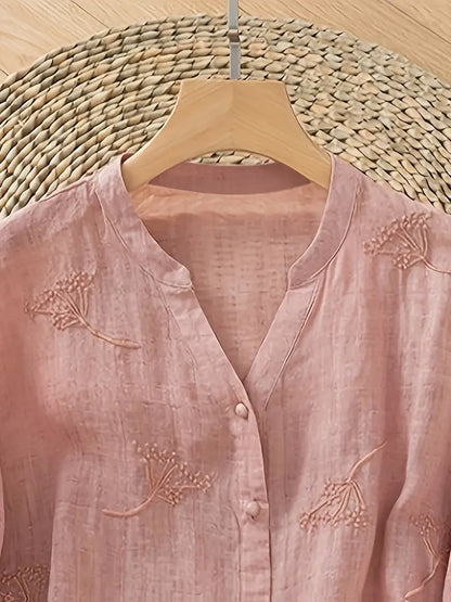 Elira™ - Bluse aus besticktem Leinen