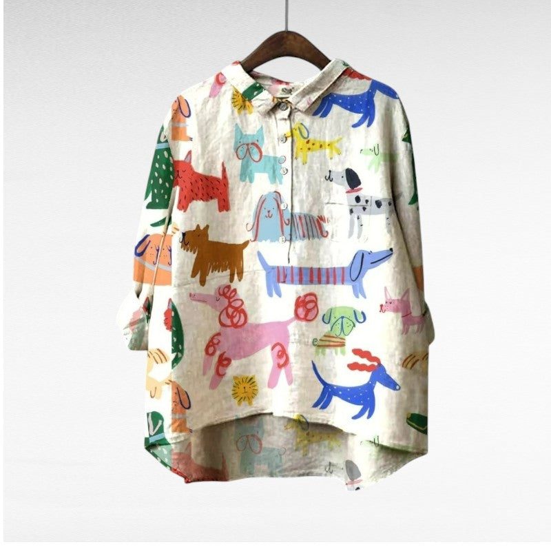 Leviana™ - Damen Hundeprint Hemd