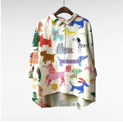 Leviana™ - Damen Hundeprint Hemd