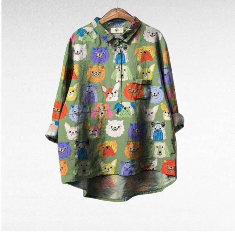 Leviana™ - Damen Hundeprint Hemd
