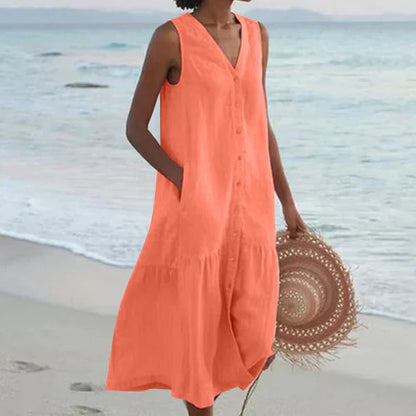 Rocio™ – Ärmelloses Hemdkleid mit V-Ausschnitt