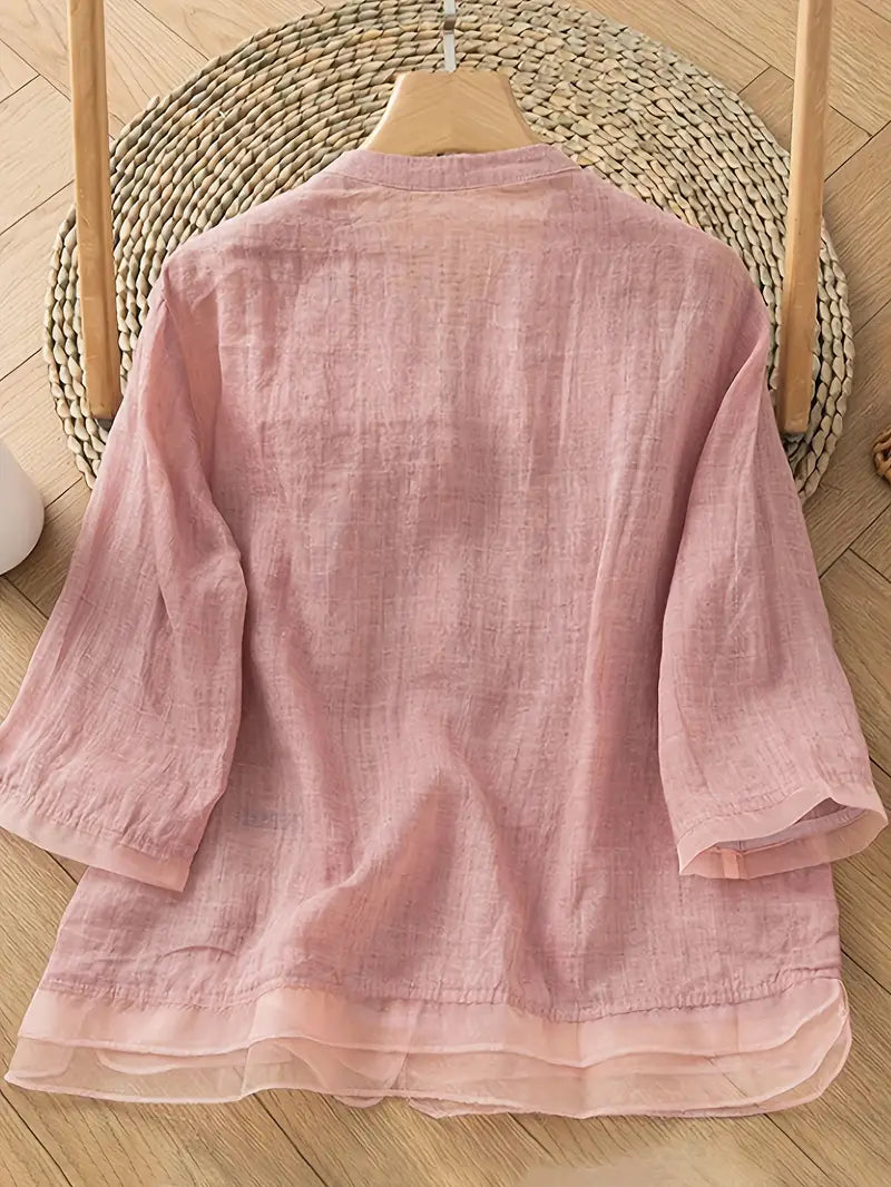 Elira™ - Bluse aus besticktem Leinen