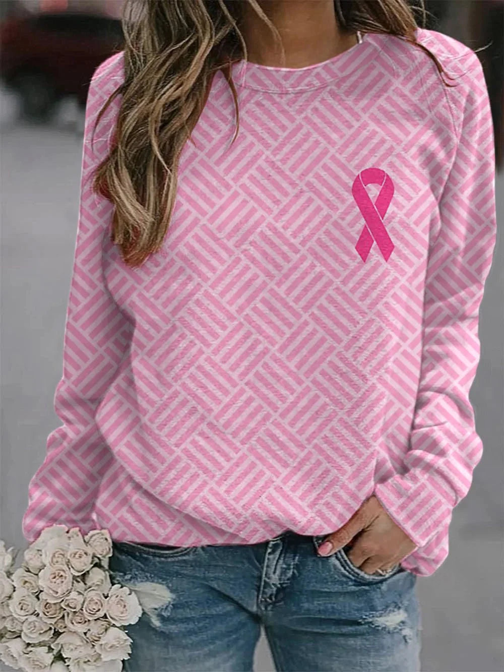 Hoffnungsschleifen Sweatshirt | Gemeinsam gegen Brustkrebs