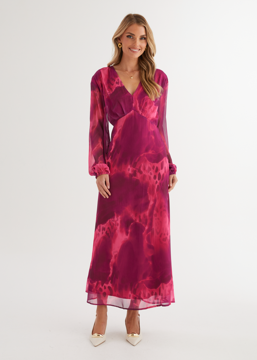 Aveline™ – Maxikleid mit Pink Splash Muster