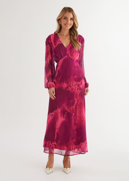 Aveline™ – Maxikleid mit Pink Splash Muster