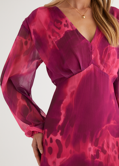 Aveline™ – Maxikleid mit Pink Splash Muster