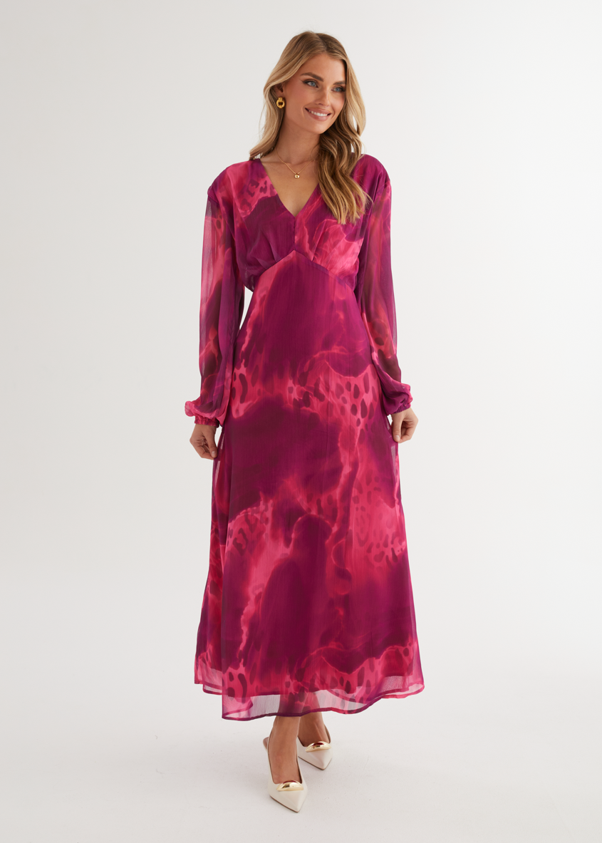Aveline™ – Maxikleid mit Pink Splash Muster