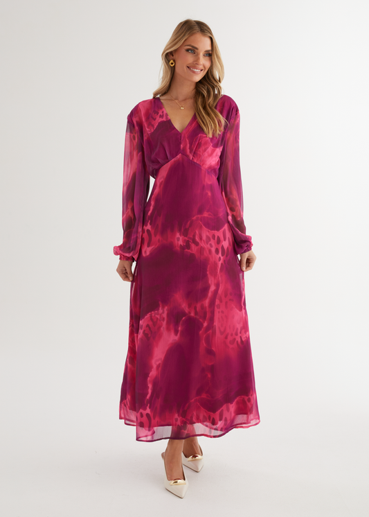 Aveline™ – Maxikleid mit Pink Splash Muster