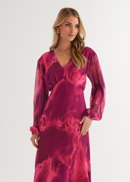 Aveline™ – Maxikleid mit Pink Splash Muster