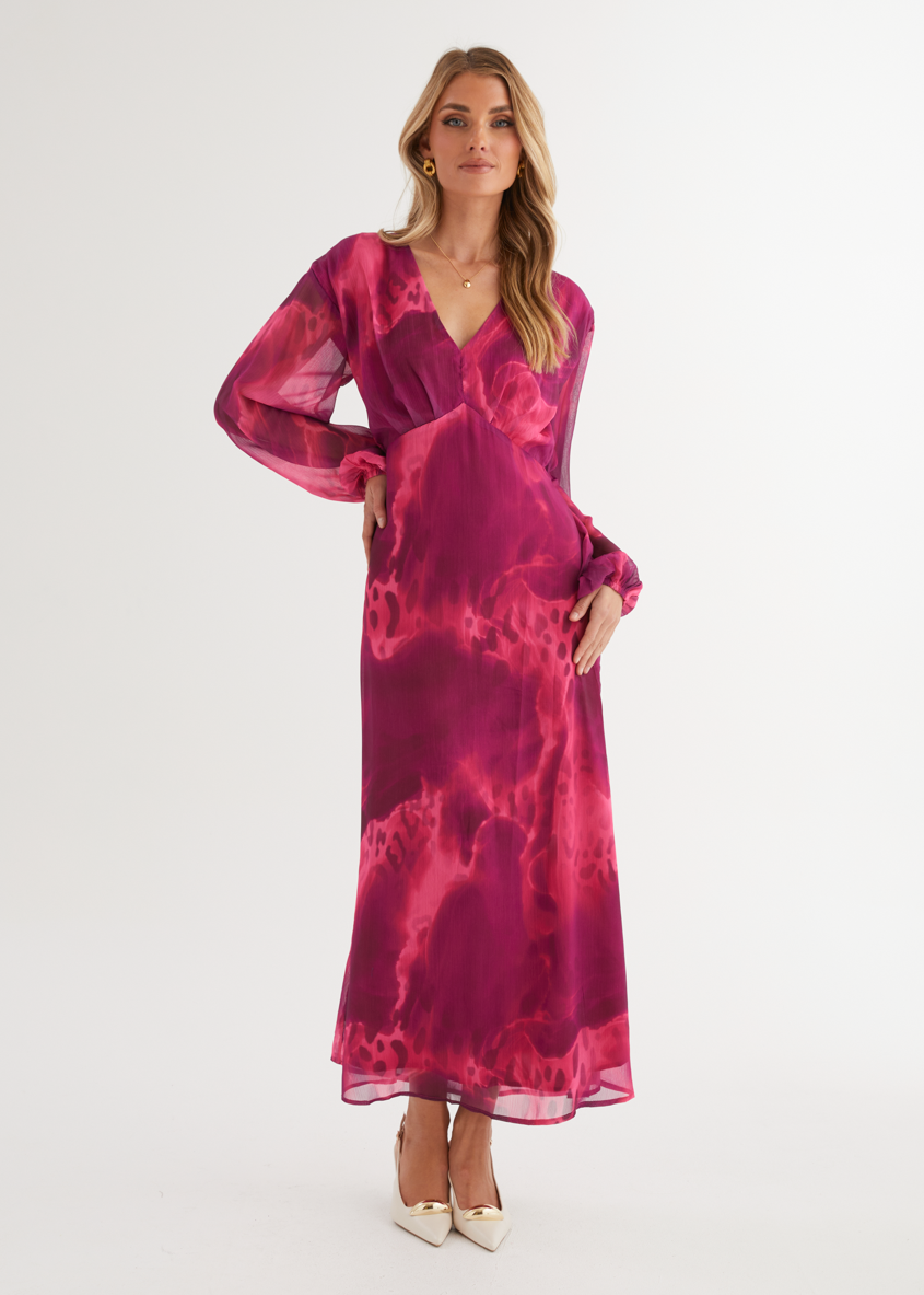 Aveline™ – Maxikleid mit Pink Splash Muster