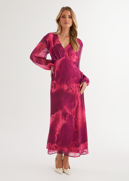 Aveline™ – Maxikleid mit Pink Splash Muster