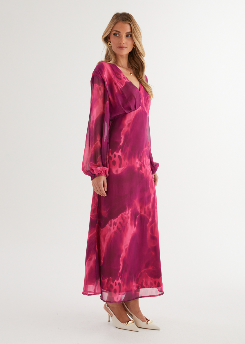 Aveline™ – Maxikleid mit Pink Splash Muster