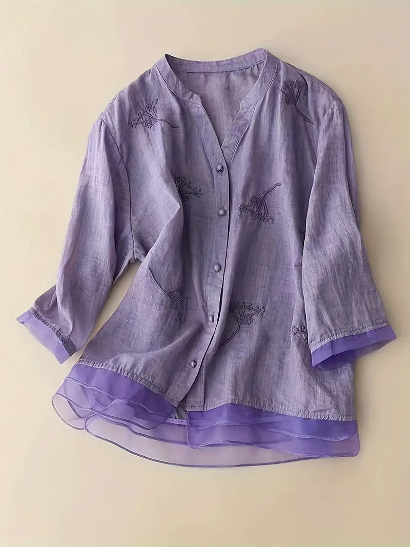 Elira™ - Bluse aus besticktem Leinen
