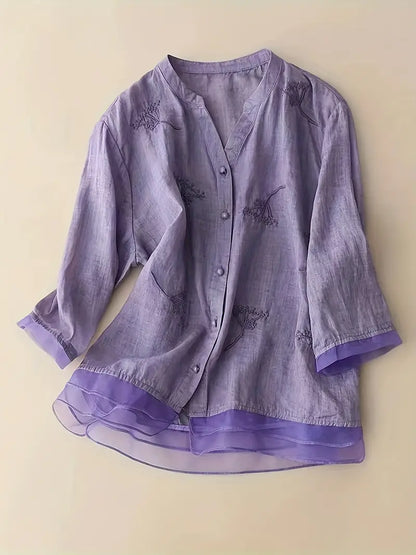 Elira™ - Bluse aus besticktem Leinen