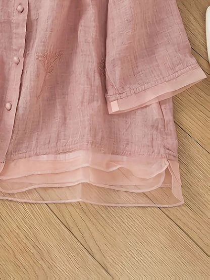 Elira™ - Bluse aus besticktem Leinen