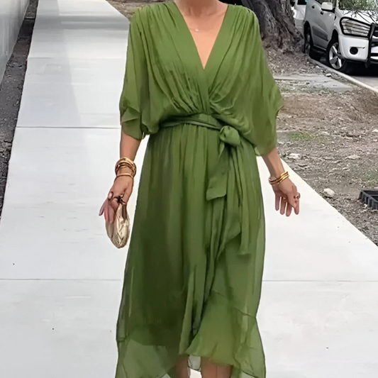 Quilla™ - Elegantes V-Ausschnitt Kleid