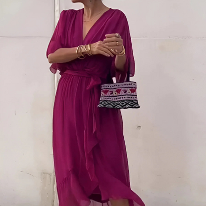 Quilla™ - Elegantes V-Ausschnitt Kleid