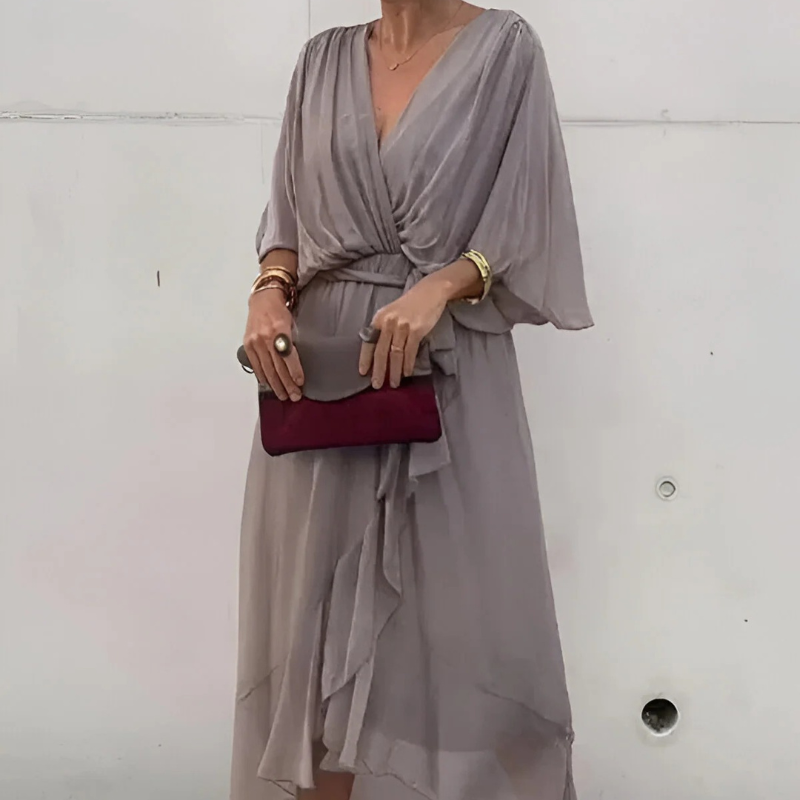Quilla™ - Elegantes V-Ausschnitt Kleid