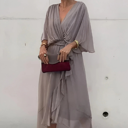 Quilla™ - Elegantes V-Ausschnitt Kleid