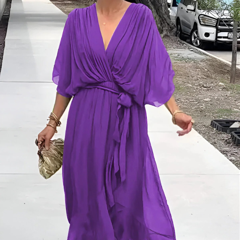 Quilla™ - Elegantes V-Ausschnitt Kleid