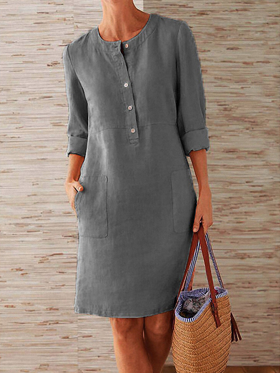 Annelore™ – Lässiges Leinenhemdkleid