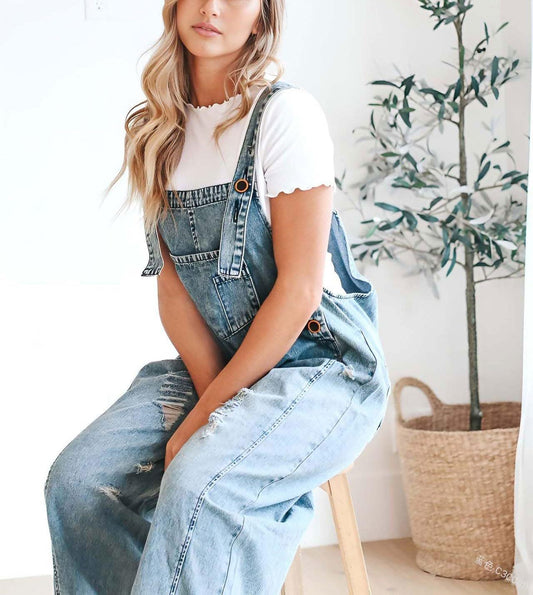 Yseline™ – Lässiger Jumpsuit aus Denim mit weitem Bein