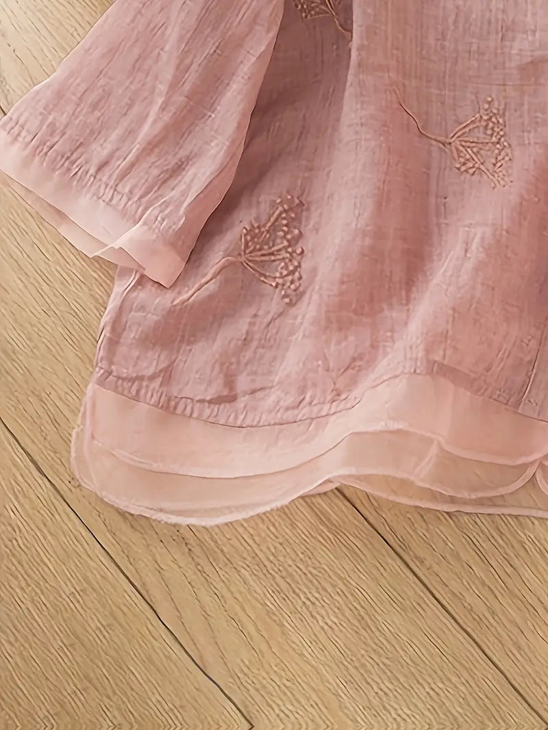 Elira™ - Bluse aus besticktem Leinen