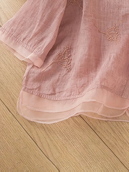 Elira™ - Bluse aus besticktem Leinen