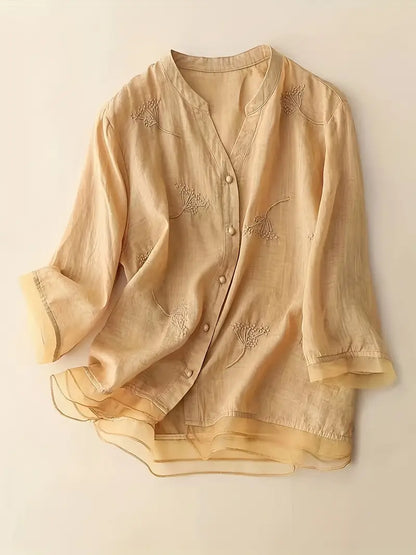 Elira™ - Bluse aus besticktem Leinen
