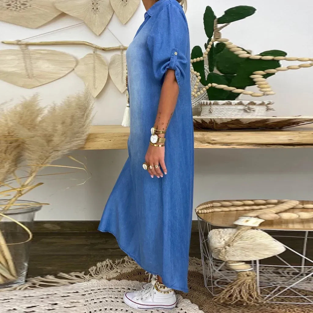 Hilda™ - Denim Maxikleid