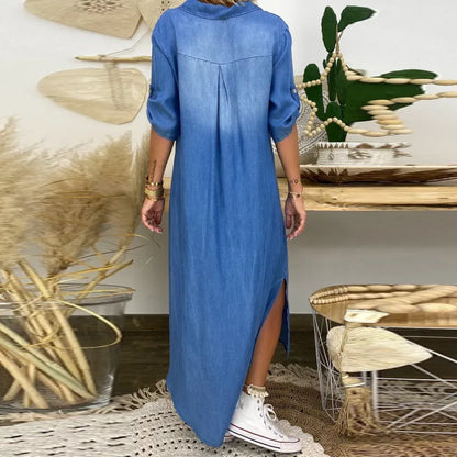 Hilda™ - Denim Maxikleid