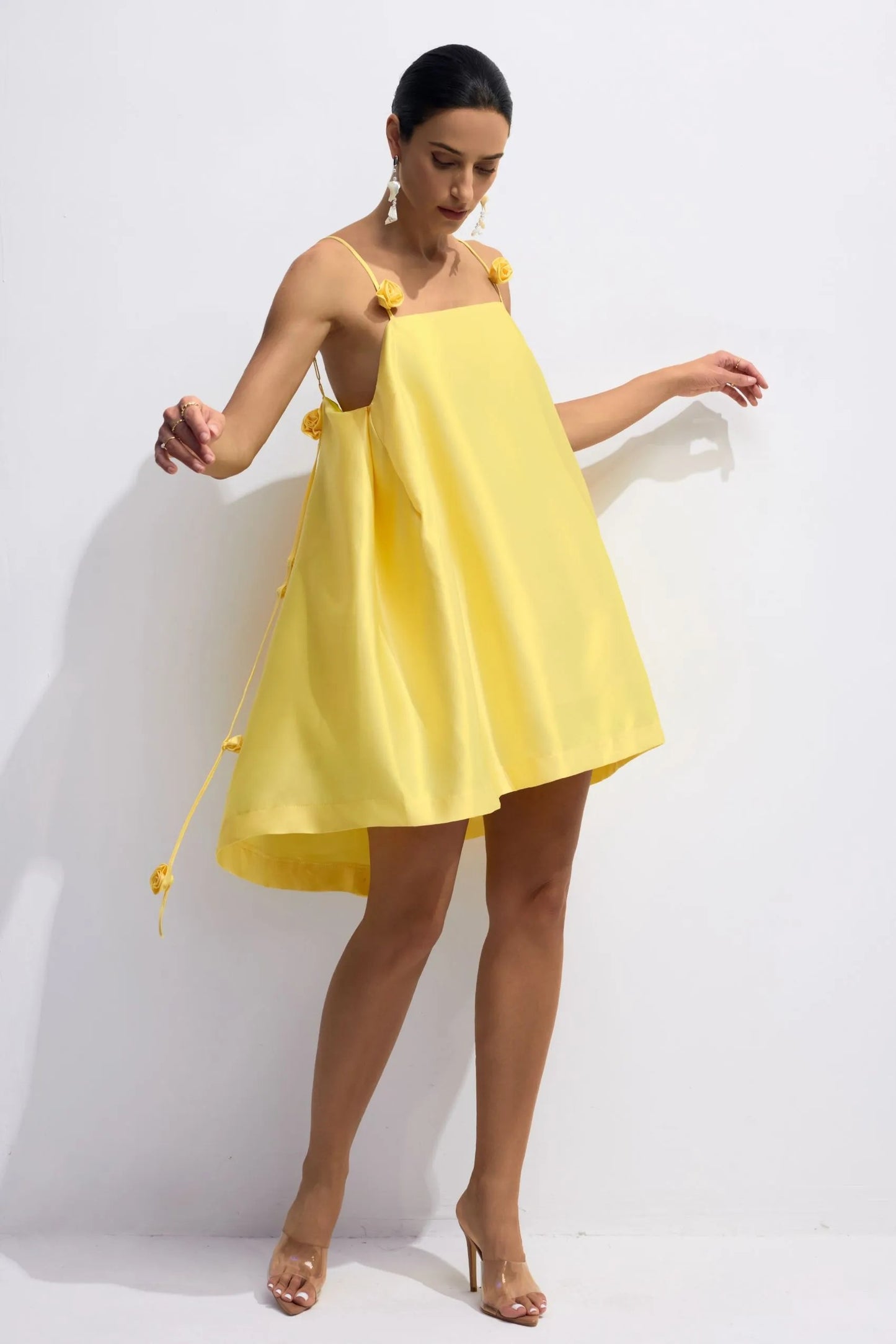 Emma™ - Spaghettiträgern Rosendetail Minikleid