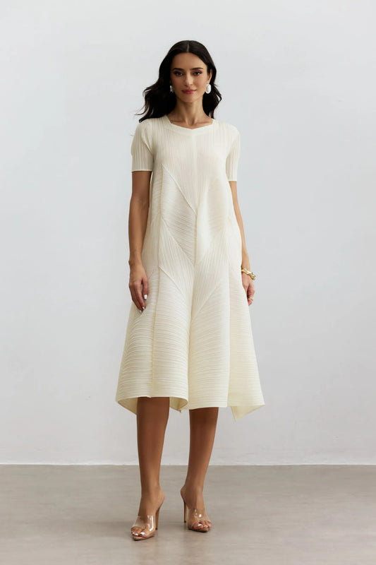 Kirstyn™ - Kurzen Ärmeln Strukturiertes Midikleid