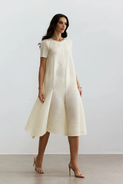 Kirstyn™ - Kurzen Ärmeln Strukturiertes Midikleid